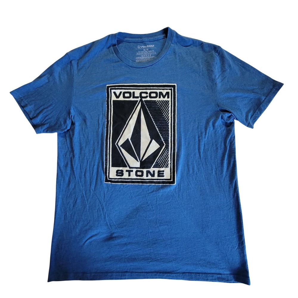 Volcom Stone T-Shirt Mens XL Blue Graphic Logo Short Sleeve Cotton Blend Casual